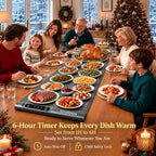 Expandable Food Warming Mat Extra Large 58"x16", Warming Mat for food, Gray in Gray, alternate view 2