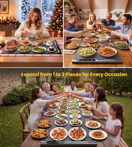 Expandable Food Warming Mat Extra Large 58"x16", Warming Mat for food, Gray in Gray, alternate view 3