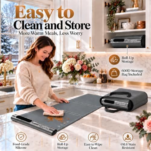 Expandable Food Warming Mat Extra Large 58"x16", Warming Mat for food, Gray in Gray, alternate view 7