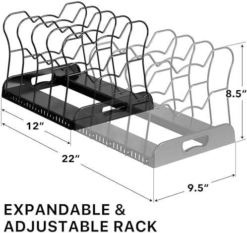 Expandable Pan Rack 10 Adjustable Compartments, Black in Black, alternate view 3