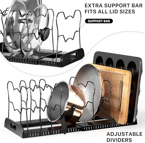 Expandable Pan Rack 10 Adjustable Compartments, Black in Black, alternate view 5