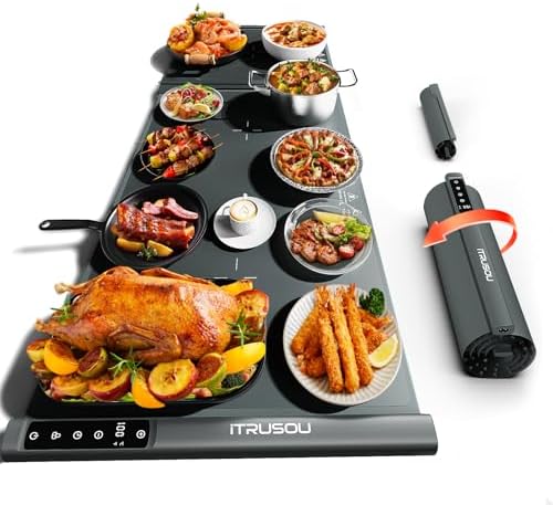 Expandable Warming Mat for Food - 38"x16" Silicone Warming Tray with 7 Temp Settings, Switchable°C/°F, 99H