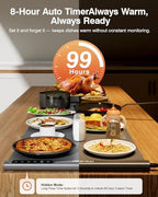 Expandable Warming Mat for Food - 38"x16" Silicone Warming Tray with 7 Temp Settings, Switchable°C/°F, 99H, alternate view 3