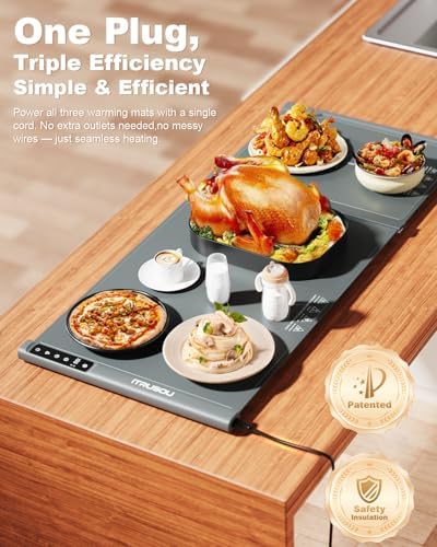 Expandable Warming Mat for Food - 38"x16" Silicone Warming Tray with 7 Temp Settings, Switchable°C/°F, 99H, alternate view 4
