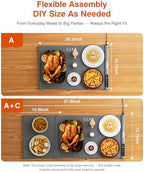 Expandable Warming Mat for Food - 38"x16" Silicone Warming Tray with 7 Temp Settings, Switchable°C/°F, 99H, alternate view 6