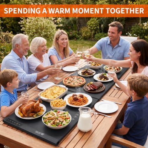 Expandable Warming Mat for Food, 52" x 16", 3 Panels in Dark Gray, alternate view 2