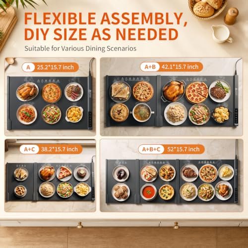 Expandable Warming Mat for Food, 52" x 16", 3 Panels in Dark Gray, alternate view 4