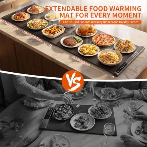 Expandable Warming Mat for Food, 52" x 16", 3 Panels in Dark Gray, alternate view 5