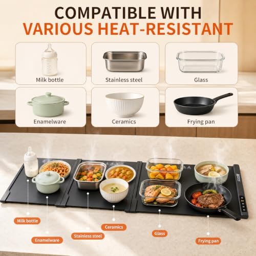 Expandable Warming Mat for Food, 52" x 16", 3 Panels in Dark Gray, alternate view 6