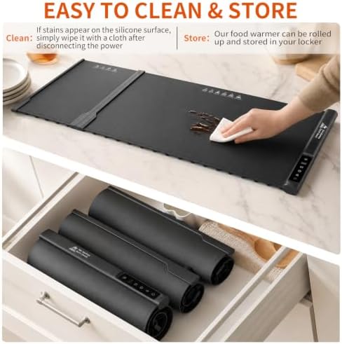 Expandable Warming Mat for Food, 52" x 16", 3 Panels in Dark Gray, alternate view 7
