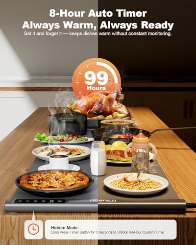 Expandable Warming Mat for Food 54"x16", 99H Timer, 7 Temp in Dark gray - ABC, alternate view 4