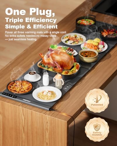 Expandable Warming Mat for Food 54"x16", 99H Timer, 7 Temp in Dark gray - ABC, alternate view 5