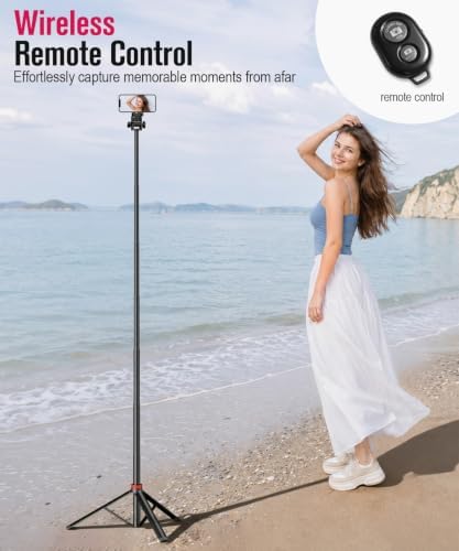 Extendable Aluminum Tripod Stand,81" Portable Adjustable Phone Stand, alternate view 6