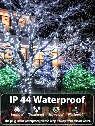 Extendable Christmas String Lights Indoor Outdoor 42.8FT 100 LED Cool White, alternate view 4