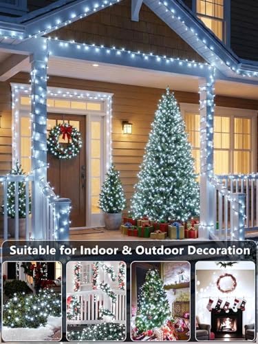 Extendable Christmas String Lights Indoor Outdoor 42.8FT 100 LED Cool White, alternate view 5
