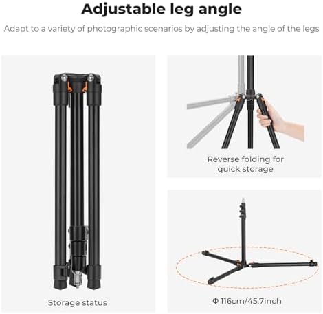 Extendable Photography Stand, 6.5ft Aluminum Tripod, 2-Pack, alternate view 6