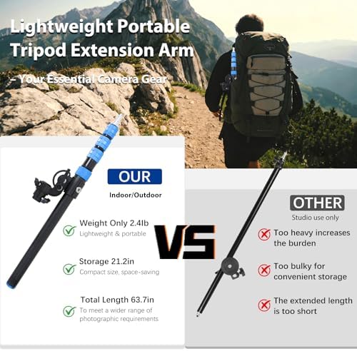 Extension Boom Arm, 22"-63" Adjustable Telescopic Boom for Light Stand, alternate view 2