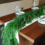 【Extra Full】 15FT Christmas Norfolk Pine Garland, Greenery Real Touch Decorations for Mantle Table Staircase, alternate view