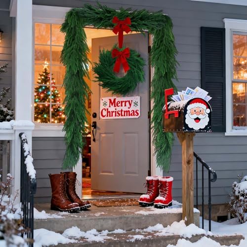 【Extra Full】 6FT Christmas Norfolk Pine Garland, Greenery Real Touch Decorations for Mantle Table Staircase, alternate view 5