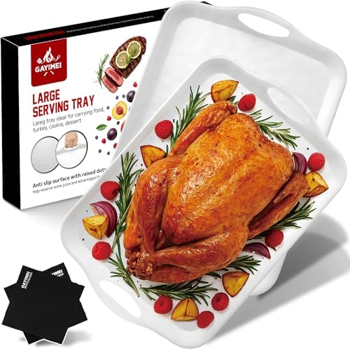Extra Large 20" x 13" Serving Platters for Turkey, Party Entertaining in 20" x 13" in White