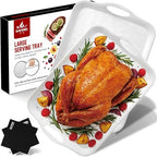 Extra Large 20" x 13" Serving Platters for Turkey, Party Entertaining in 20" x 13" in White