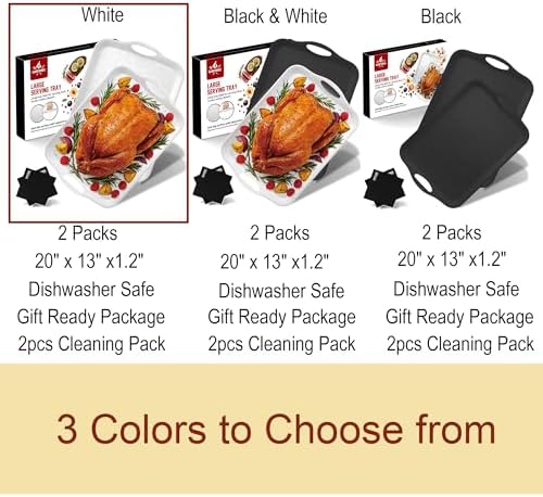 Extra Large 20" x 13" Serving Platters for Turkey, Party Entertaining in 20" x 13" in White, alternate view 7