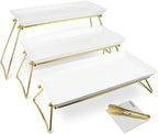 Extra Large 3 Tier Serving Tray, 24 x22 x 9.8 Inch Melamine Tiered Tray Stand and Platters for Party Buffet