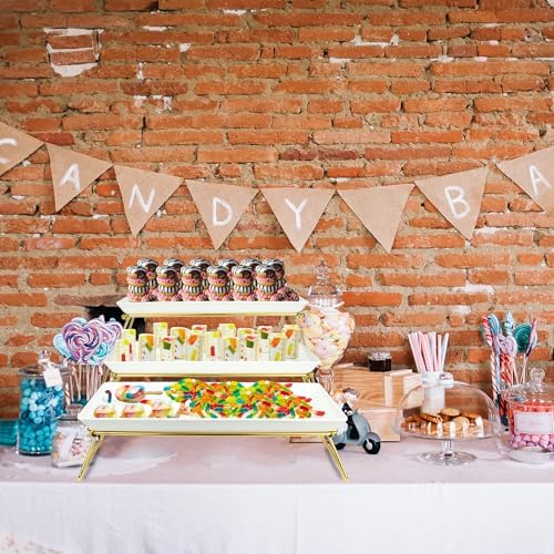 Extra Large 3 Tier Serving Tray, 24 x22 x 9.8 Inch Melamine Tiered Tray Stand and Platters for Party Buffet, alternate view 2
