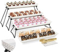 Extra Large 4 Tier Serving Tray Set, 34x22x10 inch Wave Edge Melamine Dessert Table Display Set, Tiered Trays