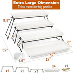 Extra Large 4 Tier Serving Tray Set, 34x22x10 inch Wave Edge Melamine Dessert Table Display Set, Tiered Trays, alternate view