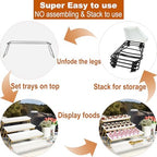 Extra Large 4 Tier Serving Tray Set, 34x22x10 inch Wave Edge Melamine Dessert Table Display Set, Tiered Trays, alternate view