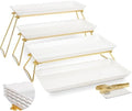 Extra Large 4 Tier Serving Tray Set, 34x22x10 inch Wave Edge Melamine Dessert Table Display Set, Tiered Trays