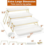 Extra Large 4 Tier Serving Tray Set, 34x22x10 inch Wave Edge Melamine Dessert Table Display Set, Tiered Trays, alternate view