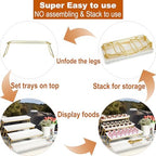 Extra Large 4 Tier Serving Tray Set, 34x22x10 inch Wave Edge Melamine Dessert Table Display Set, Tiered Trays, alternate view