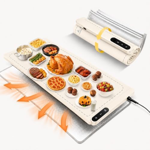 Extra Large (43"x16") Food Warming Mat with Insulation Pad for Countertop, Chafing Dishes for Buffet, Food