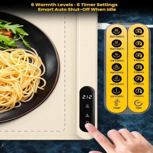 Extra Large (43"x16") Food Warming Mat with Insulation Pad for Countertop, Chafing Dishes for Buffet, Food, alternate view 6