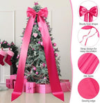 Extra Large Christmas Tree Topper Bow 118in/10ft, Hot Pink, Satin, alternate view 2