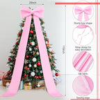 Extra Large Christmas Tree Topper Bow 118in/10ft, Pink, Satin in Pink, alternate view 2