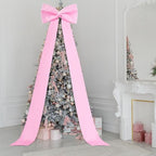 Extra Large Christmas Tree Topper Bow 118in/10ft, Pink, Satin in Pink, alternate view 4