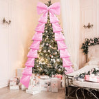 Extra Large Christmas Tree Topper Bow 118in/10ft, Pink, Satin in Pink, alternate view 5