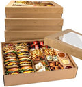 Extra Large Disposable Serving Pastry Box Cardboard 5PK, Strong Platter Box w/ Lid for 8-10 People To Go, Stably