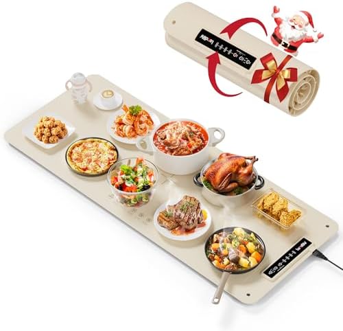 Extra Large Food Warming Mat, XXL 36"x16" Full-Surface Heating in Beige