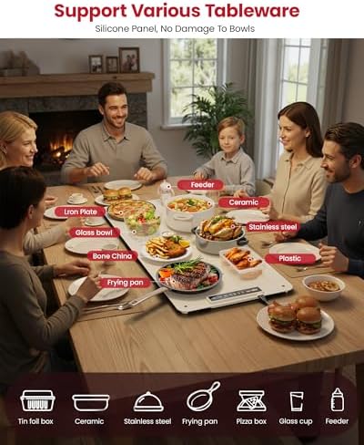 Extra Large Food Warming Mat, XXL 36"x16" Full-Surface Heating in Beige, alternate view 4