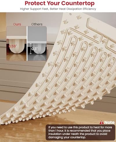 Extra Large Food Warming Mat, XXL 36"x16" Full-Surface Heating in Beige, alternate view 6