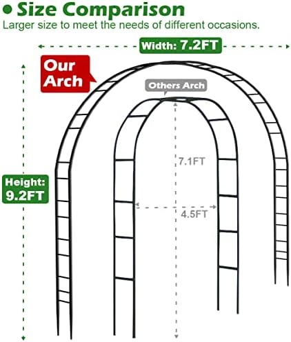 Extra Large Garden Arch 7.2Ft Wide 9.2Ft High, Black in Black, alternate view 2