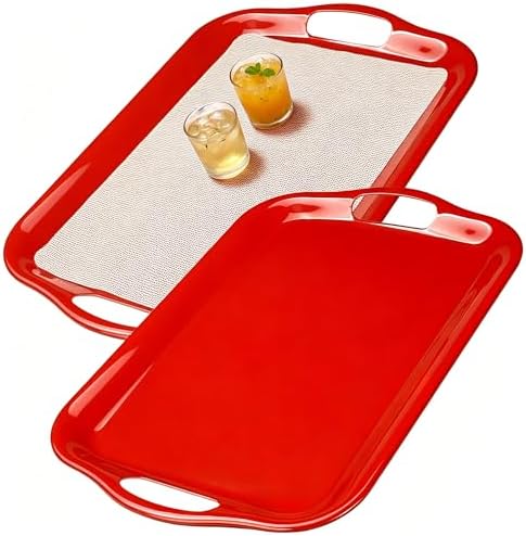 Extra Large Melamine Platters, Serving Tray with Handles for Cookie, Cupcakes, Desserts, Dishwasher Safe