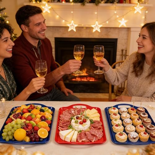 Extra Large Melamine Platters, Serving Tray with Handles for Cookie, Cupcakes, Desserts, Dishwasher Safe, alternate view 2
