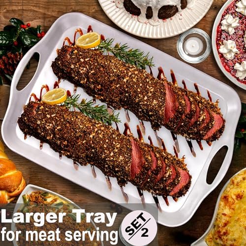 Extra Large Serving Tray with Handles, 20x13 inch, Set of 2 Melamine Platters for Serving Food, Turkey, Cookie, alternate