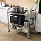 Extra Large Utility Cart, 3 Tier Rolling Cart with Adjustable Shelf, Stainless Steel Kitchen Serving Cart with, alternate