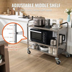 Extra Large Utility Cart, 3 Tier Rolling Cart with Adjustable Shelf, Stainless Steel Kitchen Serving Cart with, alternate